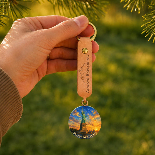 Statue of Liberty Keychain, National Monument Charm Keychain, Personalized Engraved Gift, New York Souvenir, Adventure Travel Gift