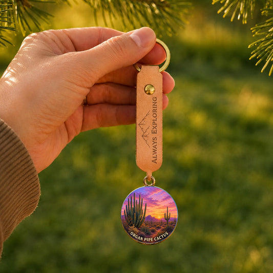 Organ Pipe Cactus Keychain, National Monument Charm Keychain, Personalized Engraved Gift, Arizona Desert Souvenir, Adventure Gift
