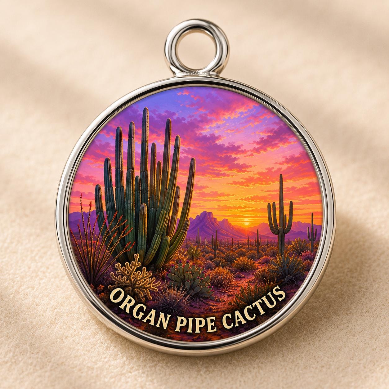 Organ Pipe Cactus Keychain, National Monument Charm Keychain, Personalized Engraved Gift, Arizona Desert Souvenir, Adventure Gift