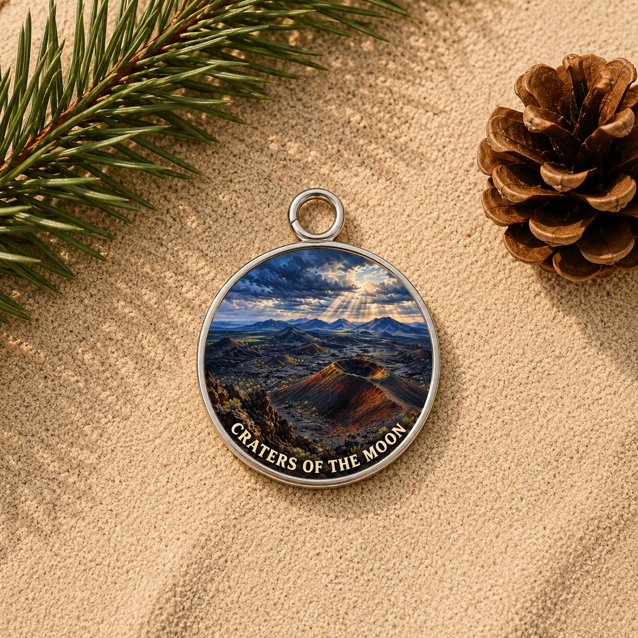 Craters of the Moon Keychain, National Monument Charm Keychain, Personalized Engraved Gift, Idaho Souvenir, Adventure Travel Gift