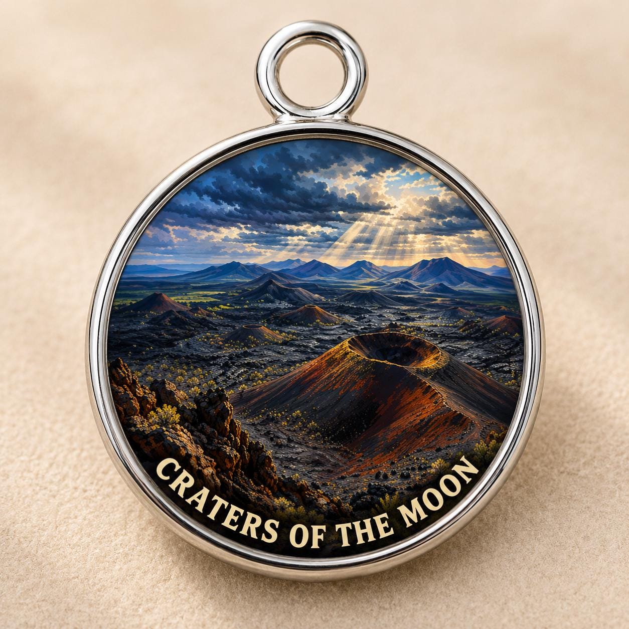Craters of the Moon Keychain, National Monument Charm Keychain, Personalized Engraved Gift, Idaho Souvenir, Adventure Travel Gift