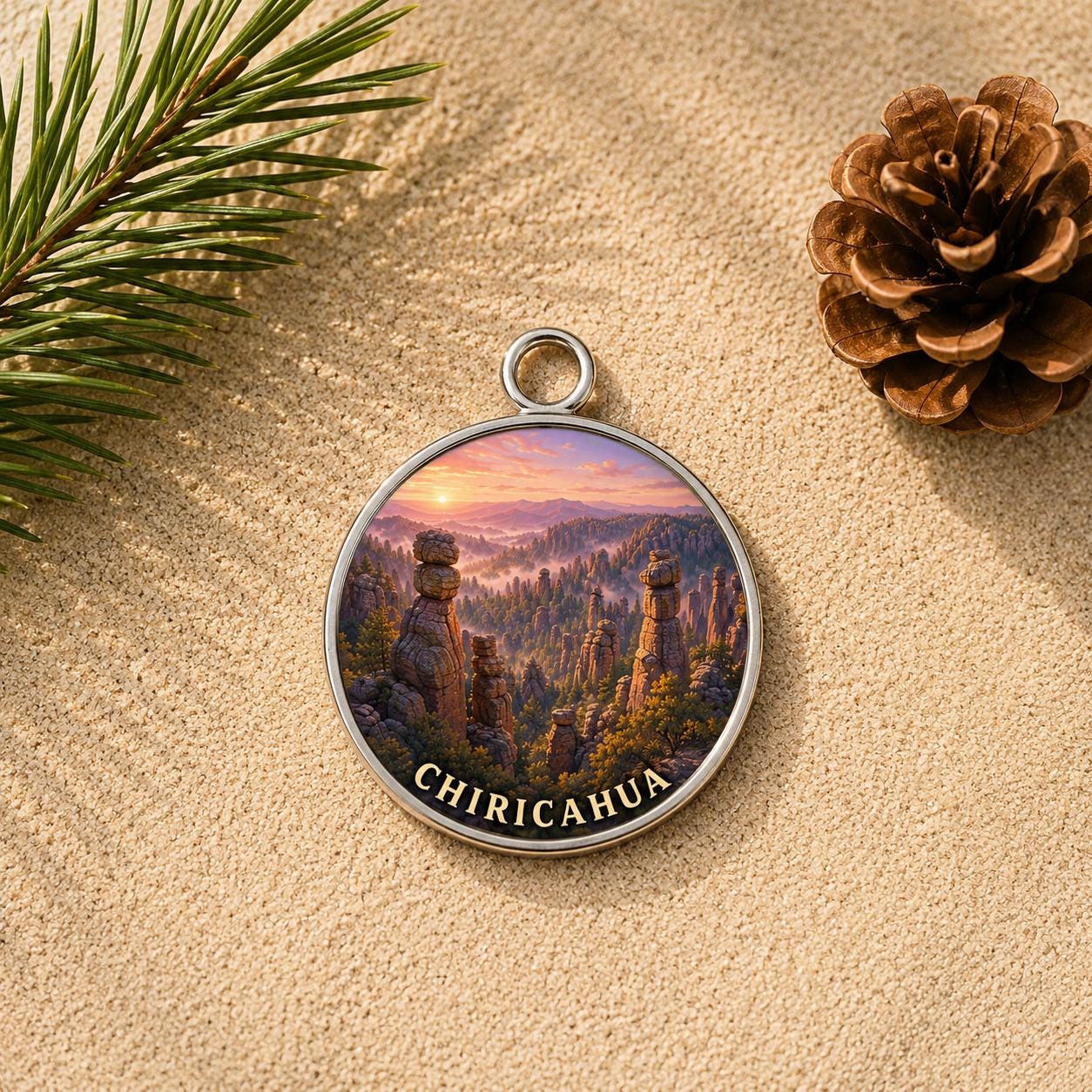Chiricahua Keychain, National Monument Charm Keychain, Personalized Engraved Gift, Arizona Rock Souvenir, Adventure Travel Gift