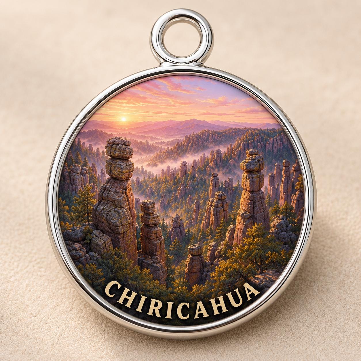 Chiricahua Keychain, National Monument Charm Keychain, Personalized Engraved Gift, Arizona Rock Souvenir, Adventure Travel Gift