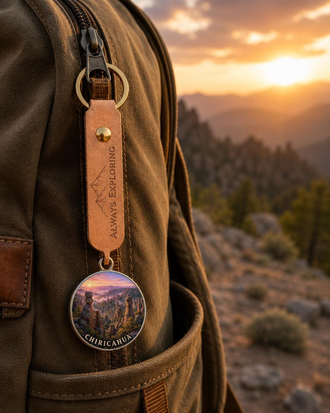 Chiricahua Keychain, National Monument Charm Keychain, Personalized Engraved Gift, Arizona Rock Souvenir, Adventure Travel Gift