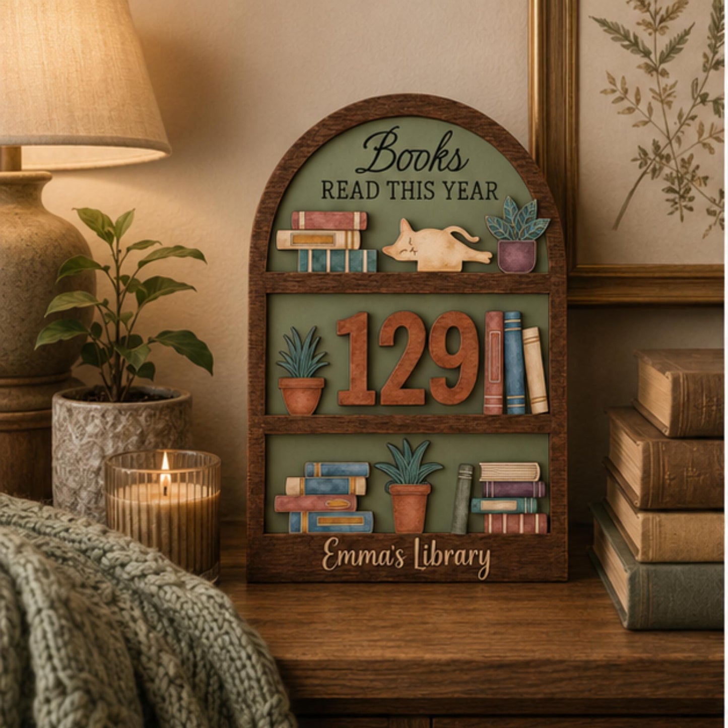 Personalized Reading Tracker | Wooden Books Read This Year Sign | Book Goal Tracker | Reader Gift | Librarian Gift | Book Lover Gift