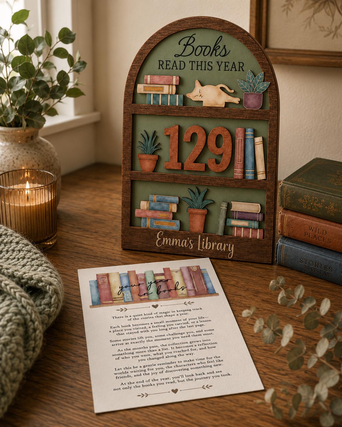 Personalized Reading Tracker | Wooden Books Read This Year Sign | Book Goal Tracker | Reader Gift | Librarian Gift | Book Lover Gift