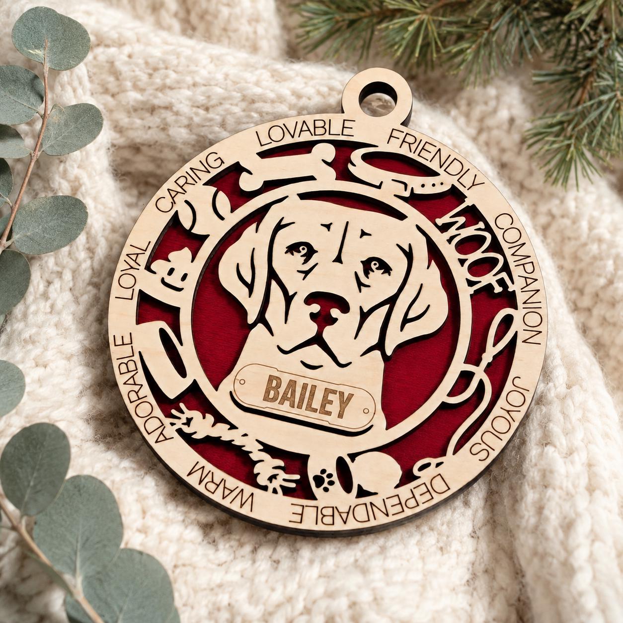 Personalized Labrador Ornament, Custom Dog Christmas Ornament, Lab Name Ornament, Dog Lover Gift, Pet Ornament, Labrador Retriever Gift