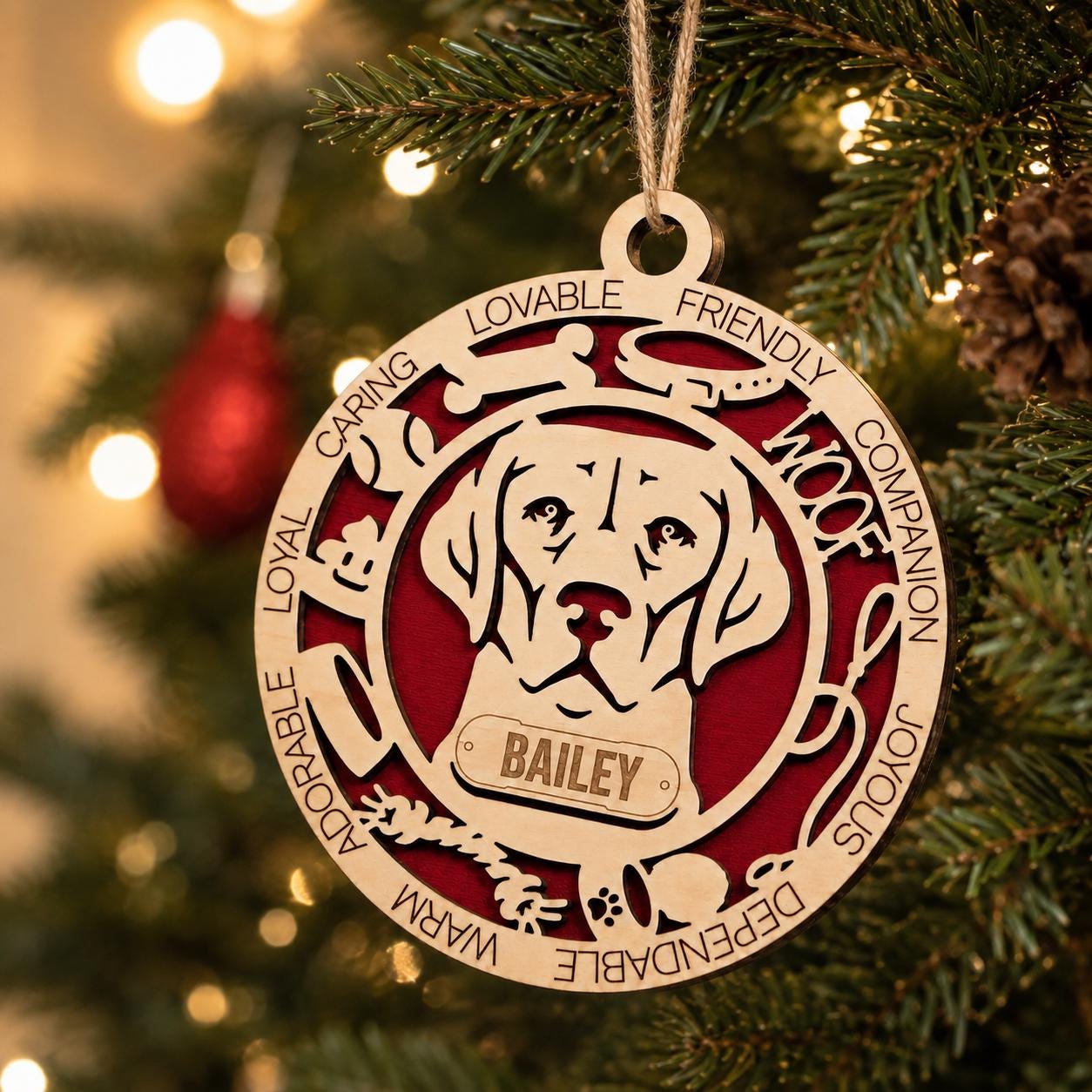 Personalized Labrador Ornament, Custom Dog Christmas Ornament, Lab Name Ornament, Dog Lover Gift, Pet Ornament, Labrador Retriever Gift