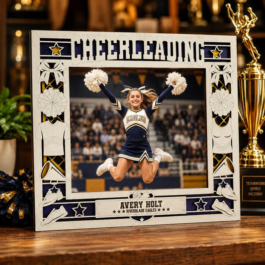 Personalized Cheerleading Picture Frame, Custom Wood Cheer Gift, Cheerleader Frame, Cheer Coach Gift, Cheer Team Gift, Senior Night Gift