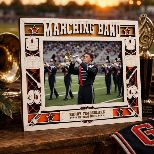 Personalized Marching Band Picture Frame, Custom Wood Band Gift, Band Senior Night Gift, Band Director Gift, Marching Band Mom Gift