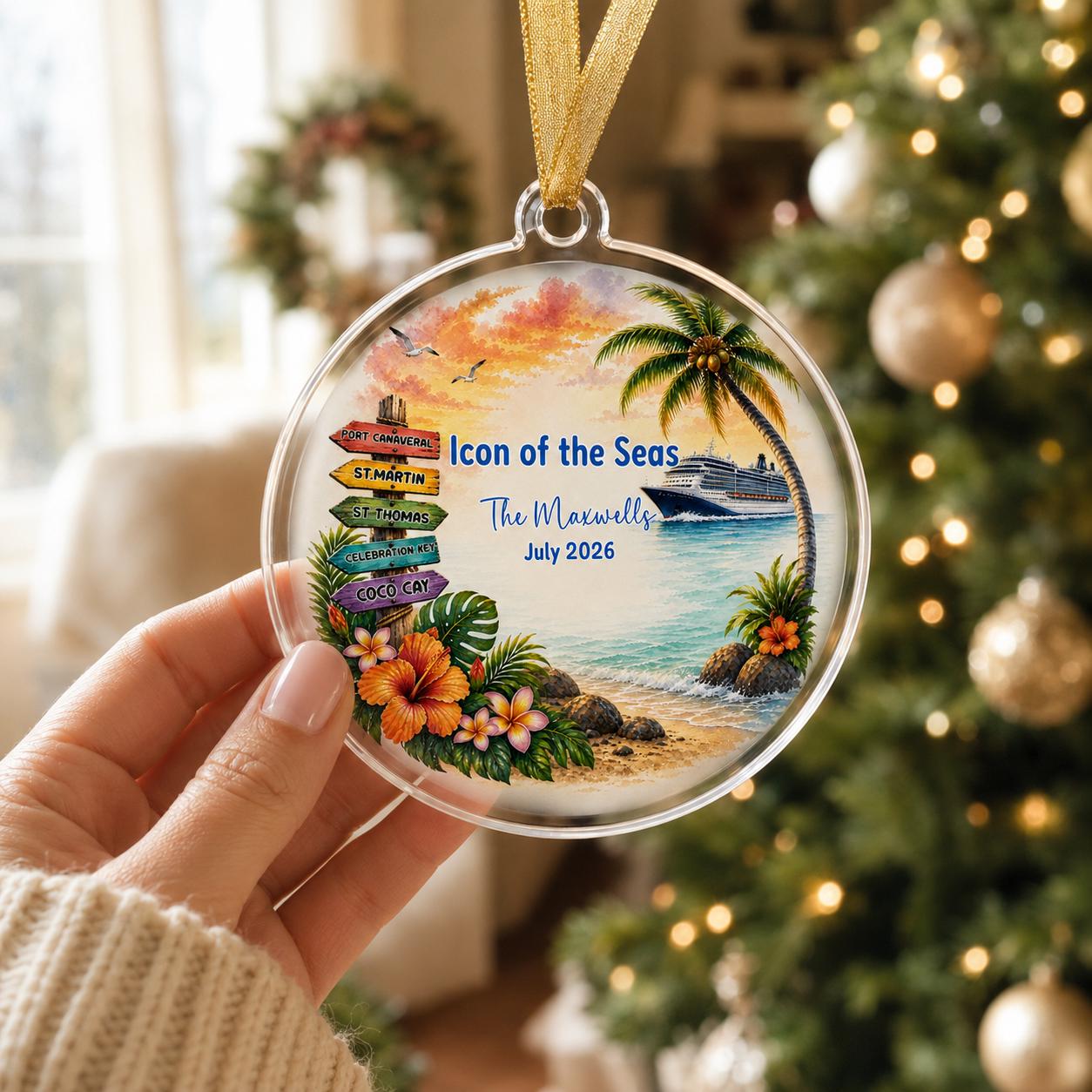 Personalized Cruise Ornament, Custom Cruise Ship Christmas Ornament, Cruise Vacation Keepsake, Family Cruise Gift, Ports & Names, Acrylic