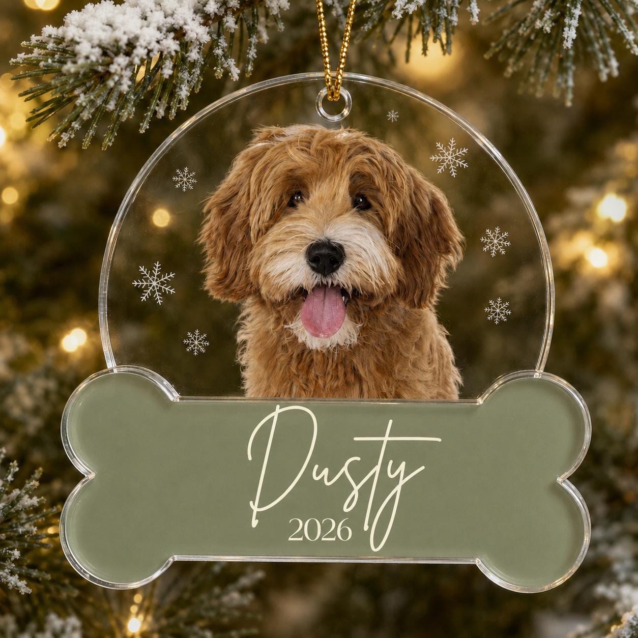 Pet's Christmas Ornament 2026, Personalized Dog Photo Ornament, Custom Name Acrylic Bone Shape, Dog Mom Gift, Cat Keepsake Christmas