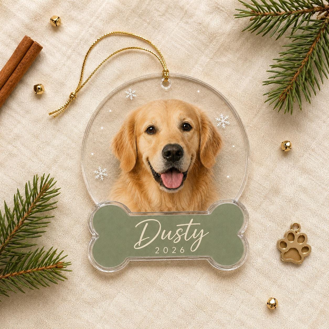 Pet's Christmas Ornament 2026, Personalized Dog Photo Ornament, Custom Name Acrylic Bone Shape, Dog Mom Gift, Cat Keepsake Christmas