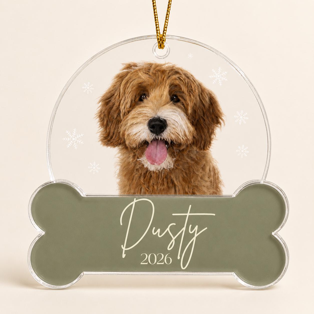 Pet's Christmas Ornament 2026, Personalized Dog Photo Ornament, Custom Name Acrylic Bone Shape, Dog Mom Gift, Cat Keepsake Christmas