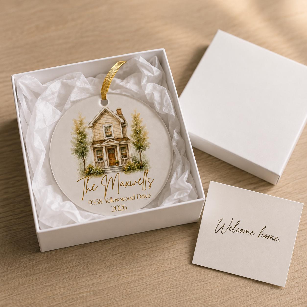 Our First Home Ornament 2026, Personalized Watercolor House Christmas Ornament, Custom Address New Home Gift, Housewarming Keepsake