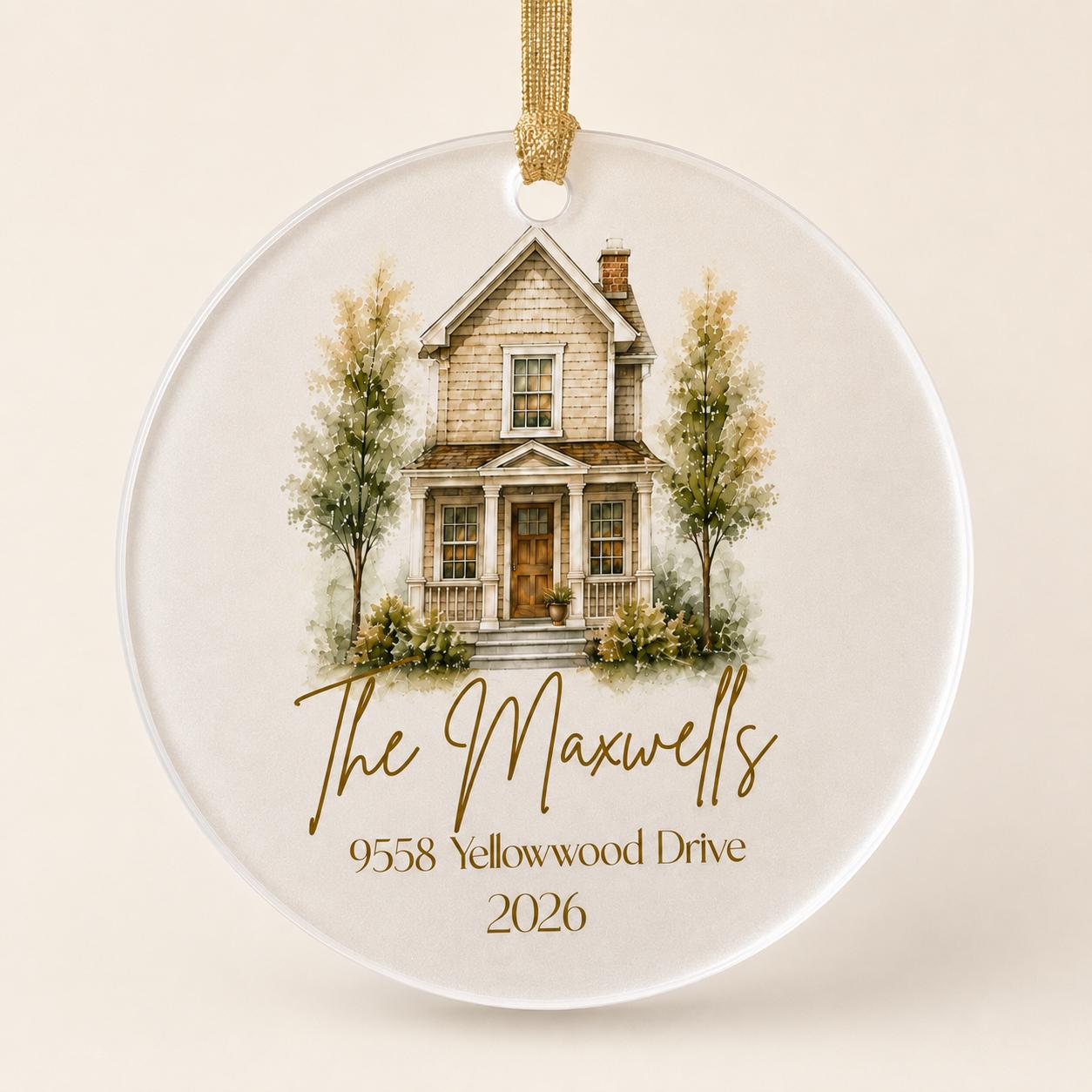 Our First Home Ornament 2026, Personalized Watercolor House Christmas Ornament, Custom Address New Home Gift, Housewarming Keepsake