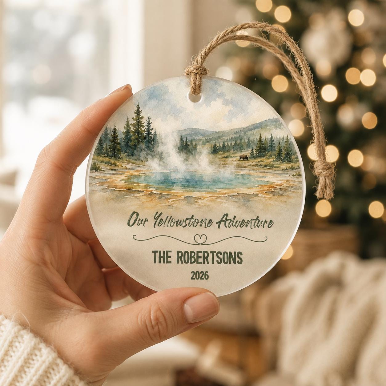 Yellowstone National Park Ornament, Personalized Christmas Ornament, National Park Gift, Hiking Gift, Custom Family Adventure Keepsake 2026