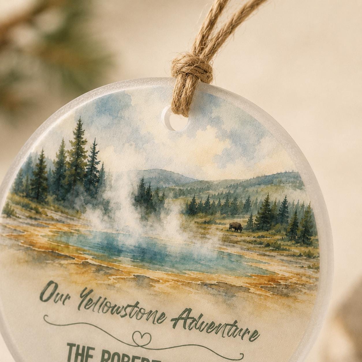 Yellowstone National Park Ornament, Personalized Christmas Ornament, National Park Gift, Hiking Gift, Custom Family Adventure Keepsake 2026