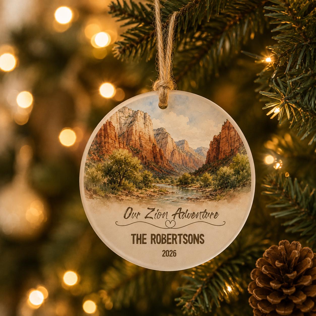 Zion National Park Ornament, Personalized Christmas Ornament, National Park Gift, Hiking Gift, Custom Family Adventure Keepsake 2026