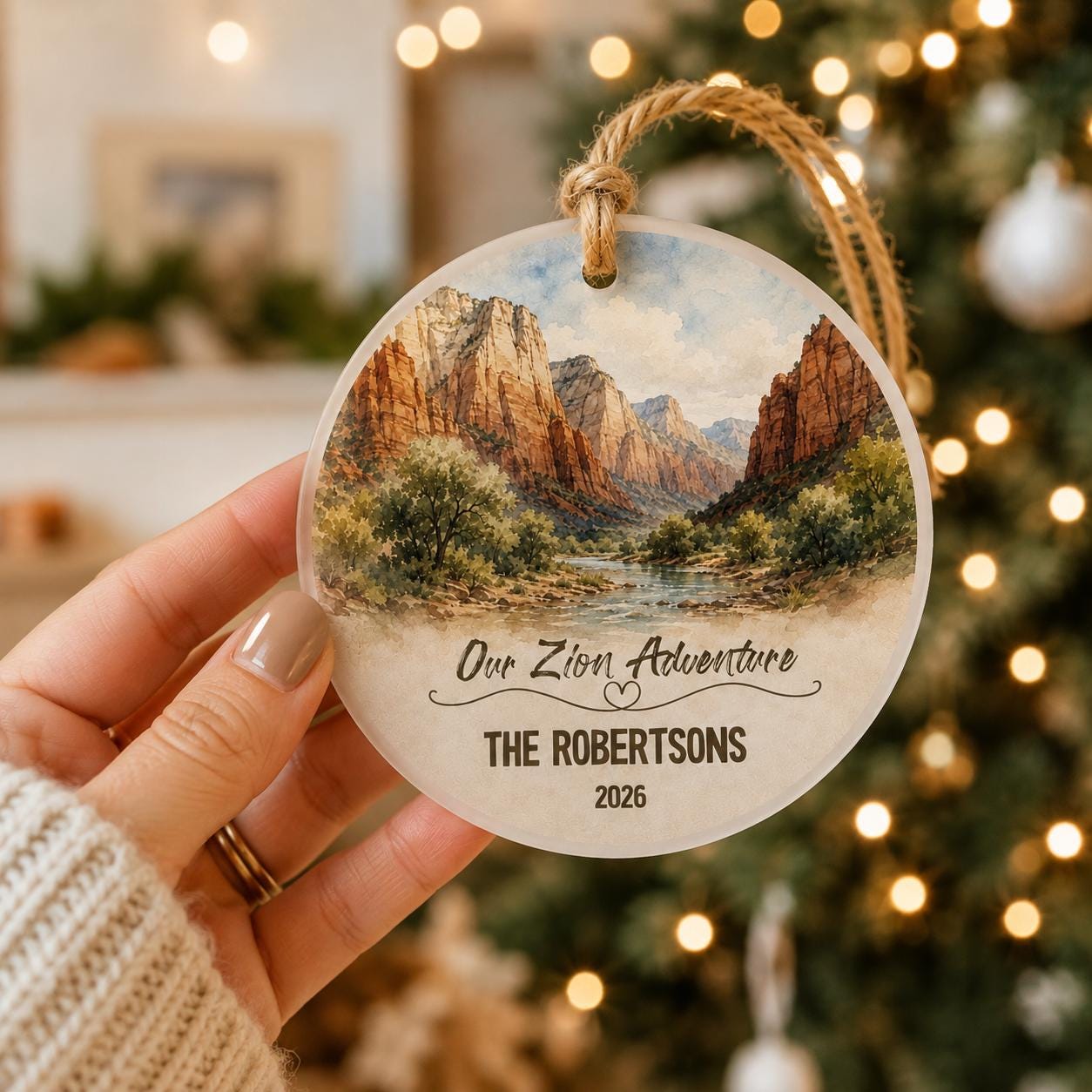 Zion National Park Ornament, Personalized Christmas Ornament, National Park Gift, Hiking Gift, Custom Family Adventure Keepsake 2026