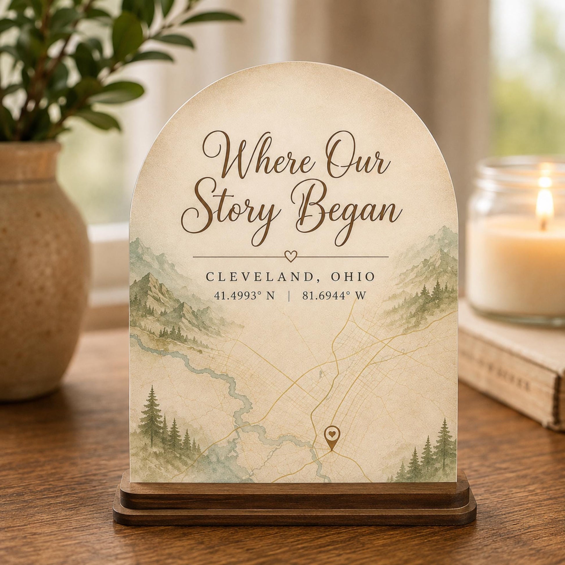 Where Our Story Began Sign, Personalized Coordinates Anniversary Gift, Custom Map Location Keepsake, Engagement Wedding Gift,