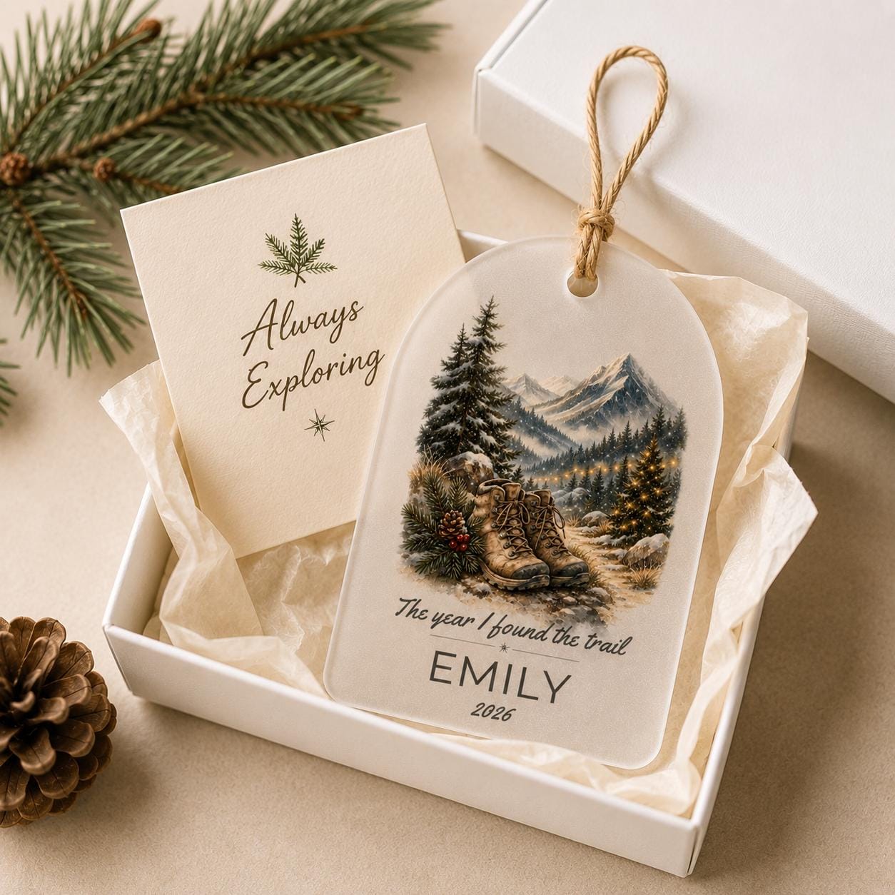 Personalized Hiking Ornament, Custom Hiker Gift, The Year I Found The Trail, Hobby Milestone Christmas Ornament, Hiking Gift
