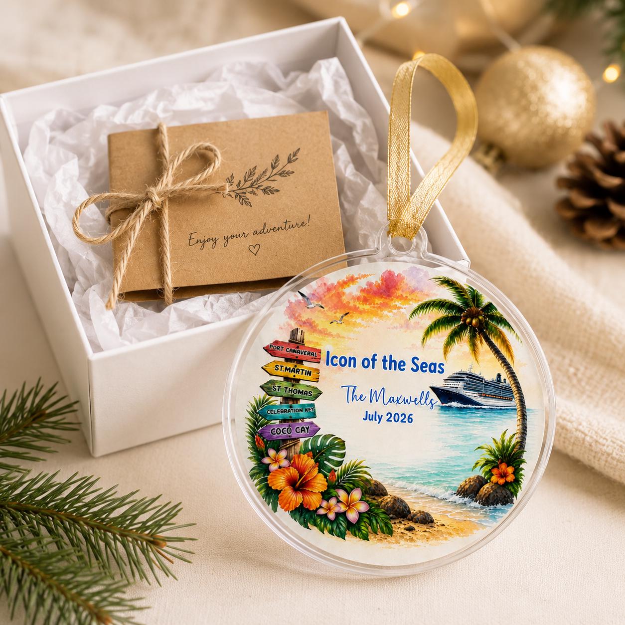 Personalized Cruise Ornament, Custom Cruise Ship Christmas Ornament, Cruise Vacation Keepsake, Family Cruise Gift, Ports & Names, Acrylic