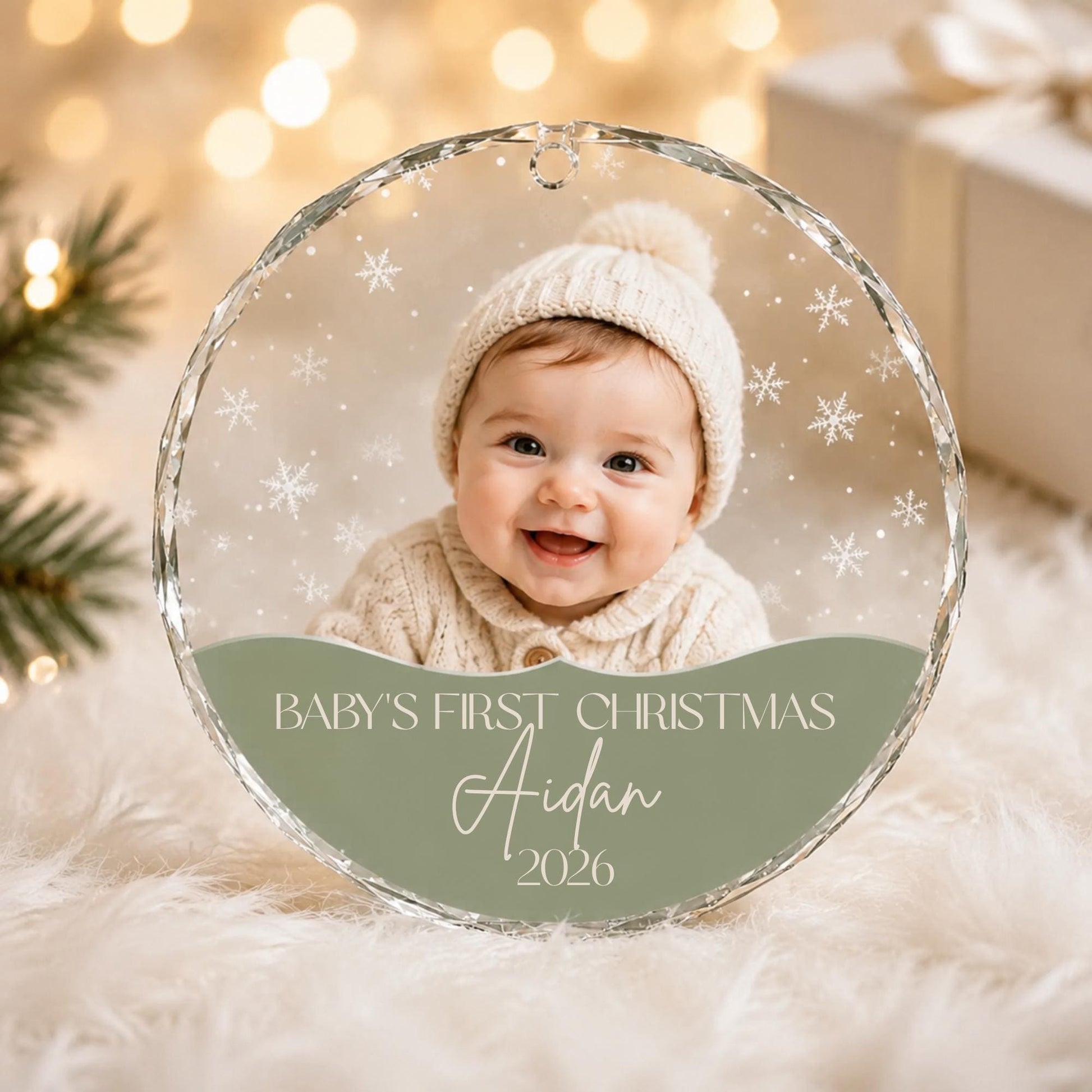 Baby's First Christmas Ornament 2026, Personalized Baby Girl Keepsake with Photo, Clear Acrylic Ornament, New Baby Gift, Baby Shower Gift