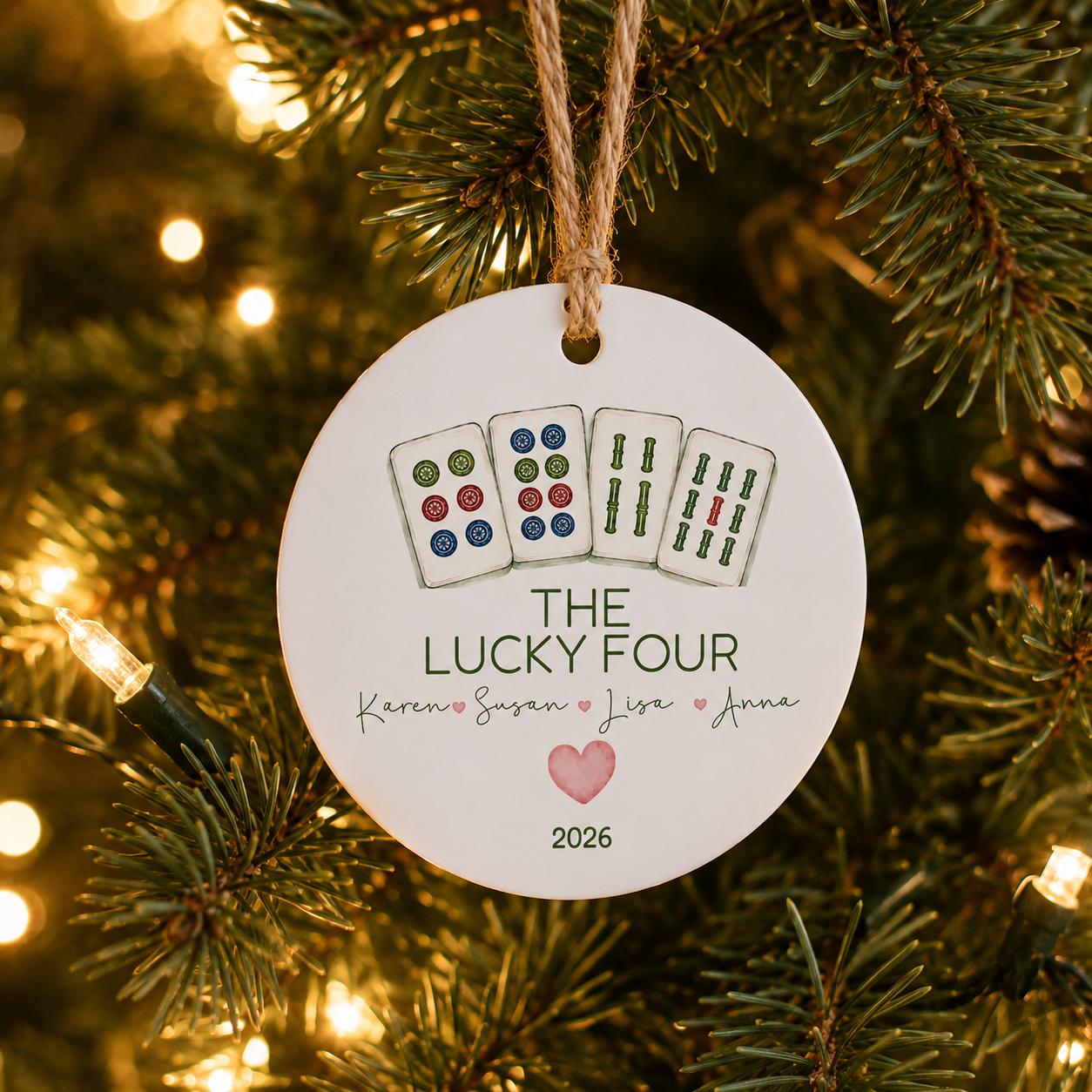 Mahjong Ornament Personalized, Mahjong Gift, Mahjong Club Ornament, Mahjong Group Gift,Mahjong Team Christmas Ornament, Game Night Gift