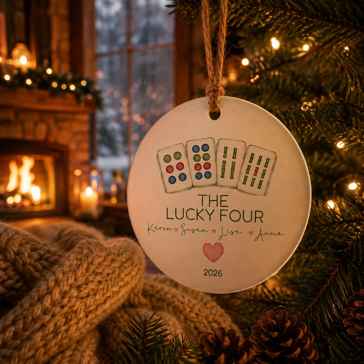 Mahjong Ornament Personalized, Mahjong Gift, Mahjong Club Ornament, Mahjong Group Gift,Mahjong Team Christmas Ornament, Game Night Gift