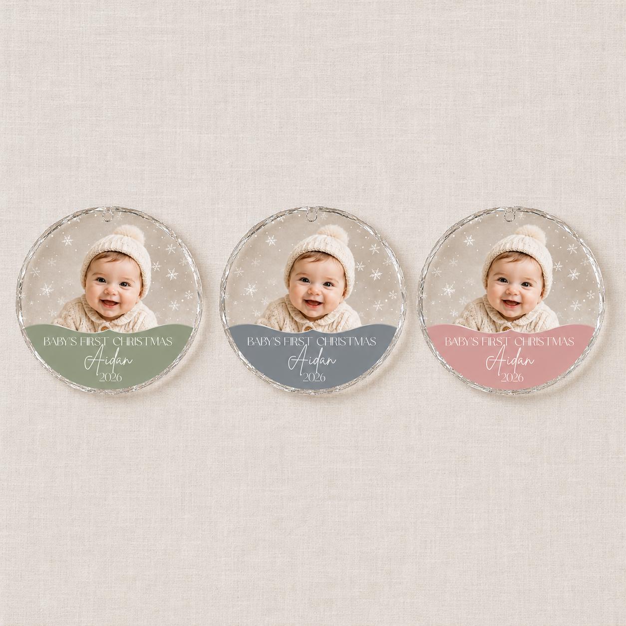 Baby's First Christmas Ornament 2026, Personalized Baby Girl Keepsake with Photo, Clear Acrylic Ornament, New Baby Gift, Baby Shower Gift