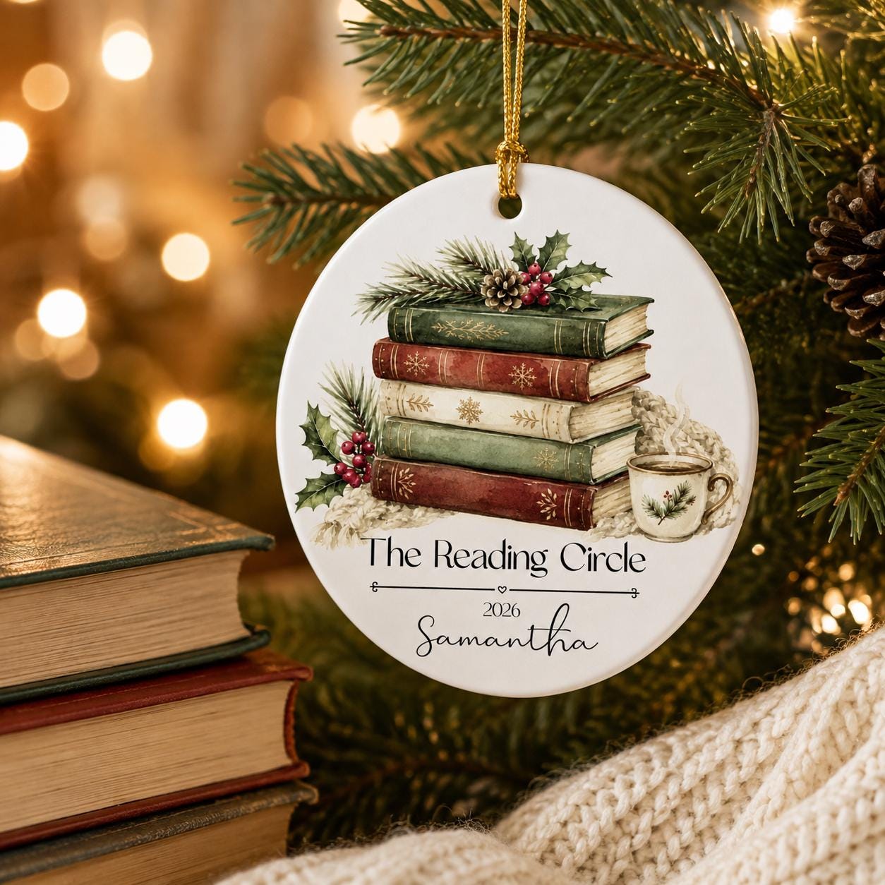 Book Club Ornament Personalized, Reading Circle Christmas Gift, Custom Book Lover Ornament,Personalized Reading Gift, Book Club Gift For Her