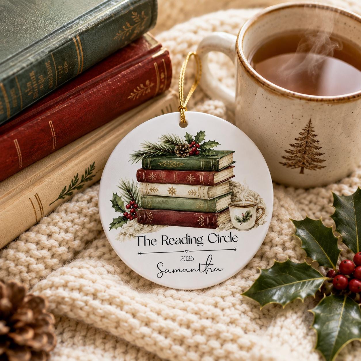 Book Club Ornament Personalized, Reading Circle Christmas Gift, Custom Book Lover Ornament,Personalized Reading Gift, Book Club Gift For Her