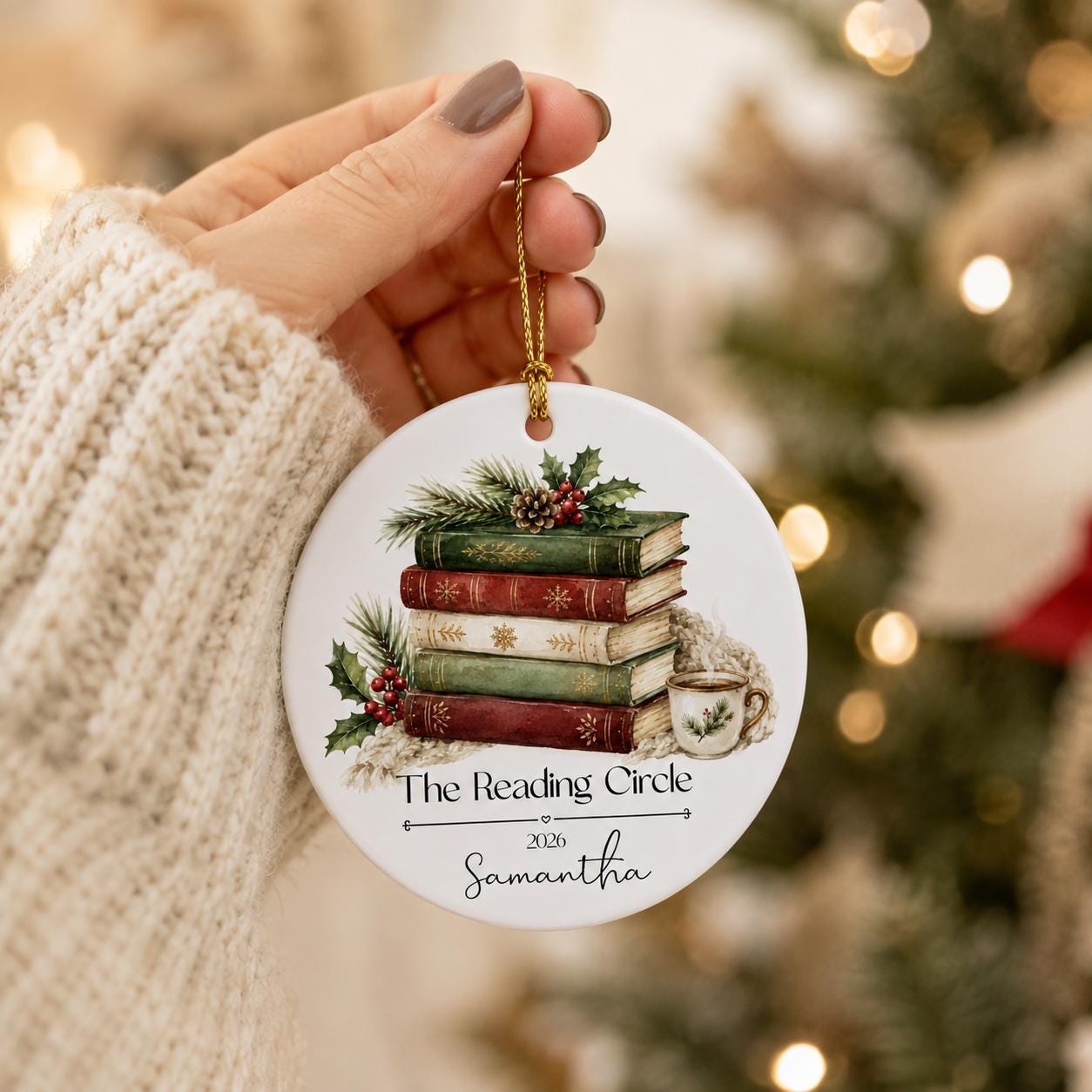 Book Club Ornament Personalized, Reading Circle Christmas Gift, Custom Book Lover Ornament,Personalized Reading Gift, Book Club Gift For Her