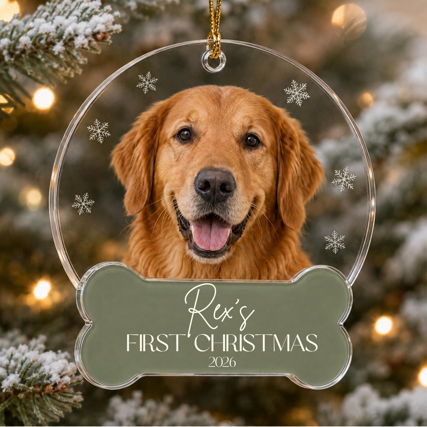 Pet's First Christmas Ornament 2026, Personalized Dog Photo Ornament, Custom Name Acrylic Bone Shape, New Puppy Gift, Cat Keepsake Christmas