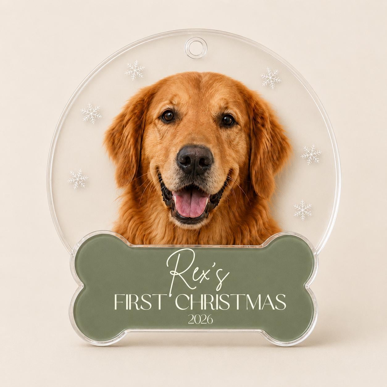 Pet's First Christmas Ornament 2026, Personalized Dog Photo Ornament, Custom Name Acrylic Bone Shape, New Puppy Gift, Cat Keepsake Christmas