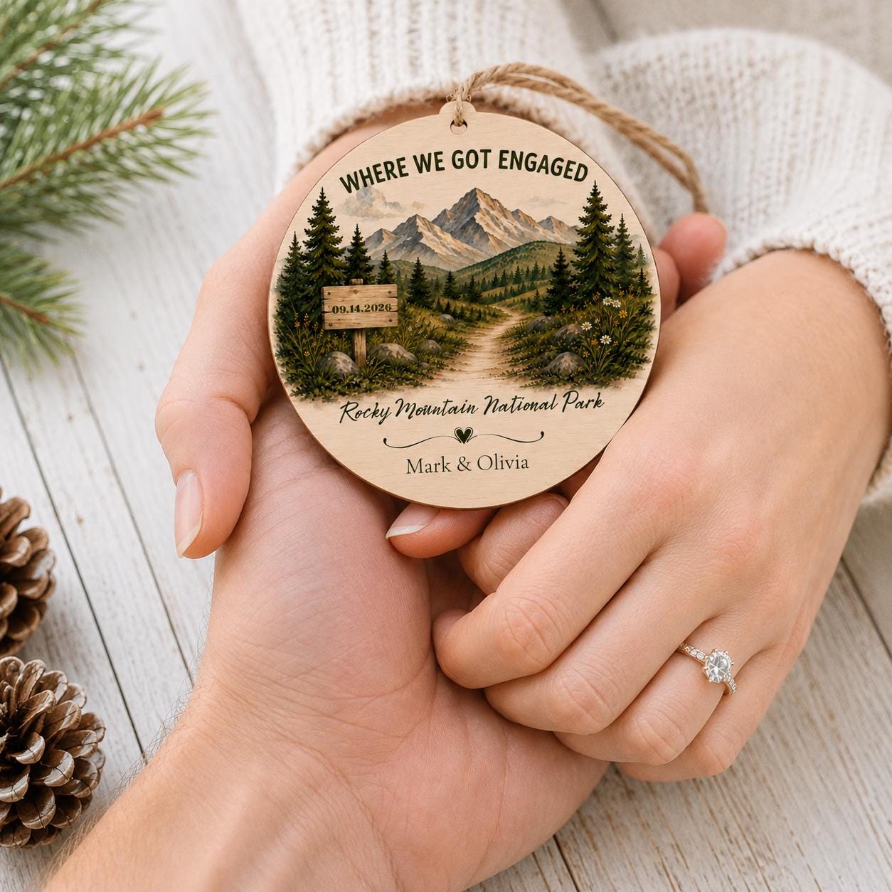 Where We Got Engaged Ornament, Personalized Proposal Gift, Custom Couple Names Wood Christmas Ornament, Engagement Keepsake