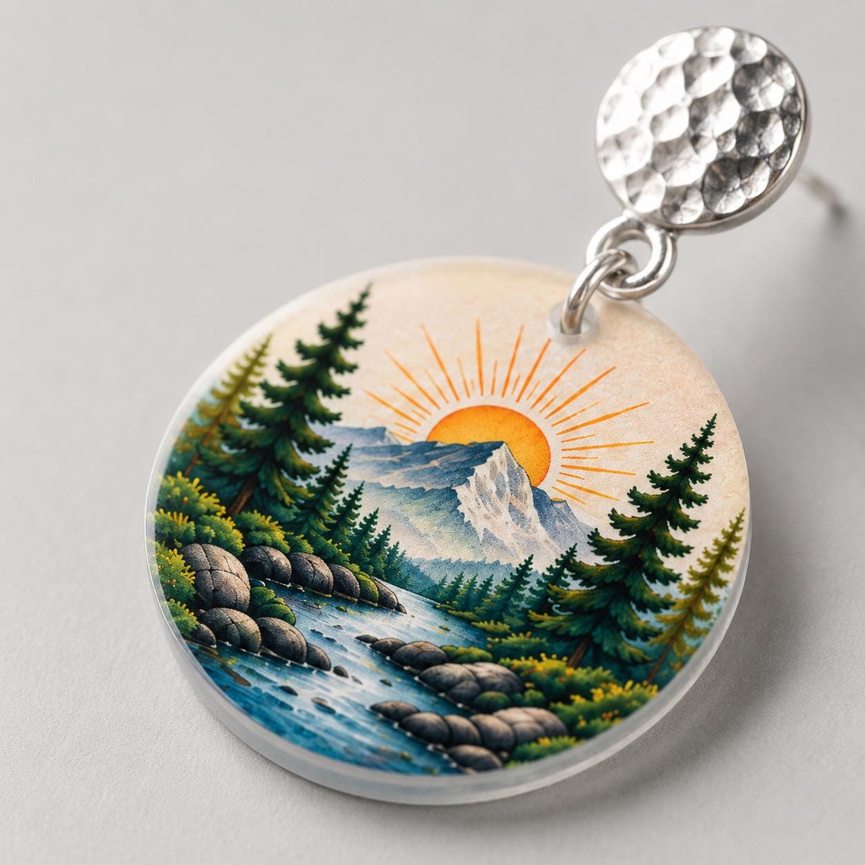 Adventure Earrings, Mountain Sunrise Dangle Earrings, Nature Jewelry, Hiking Gift for Women, Outdoor Nature Lover Gift, Handmade in Ohio