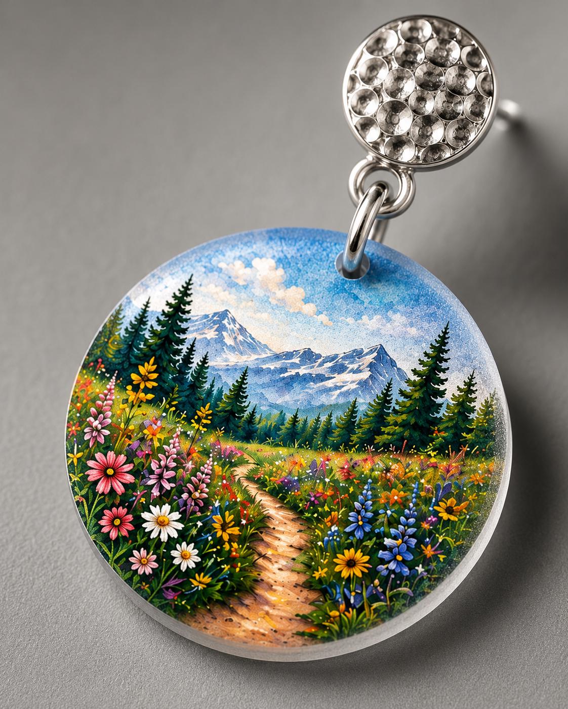 Wildflower Earrings, Mountain Meadow Dangle Earrings, Hiking Gift for Women, Nature Lover Jewelry, Floral Trail Scene, Handmade in Ohio