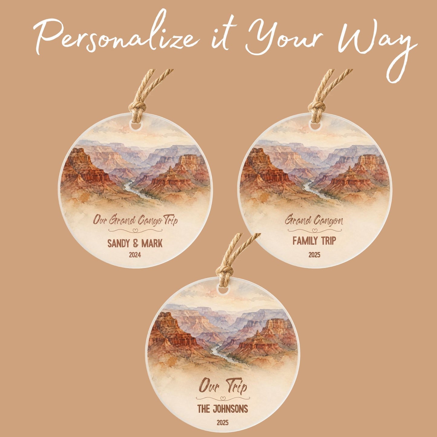 Grand Canyon National Park Ornament, Personalized Christmas Ornament, National Park Gift, Hiking Gift, Custom Family Adventure Keepsake 2026