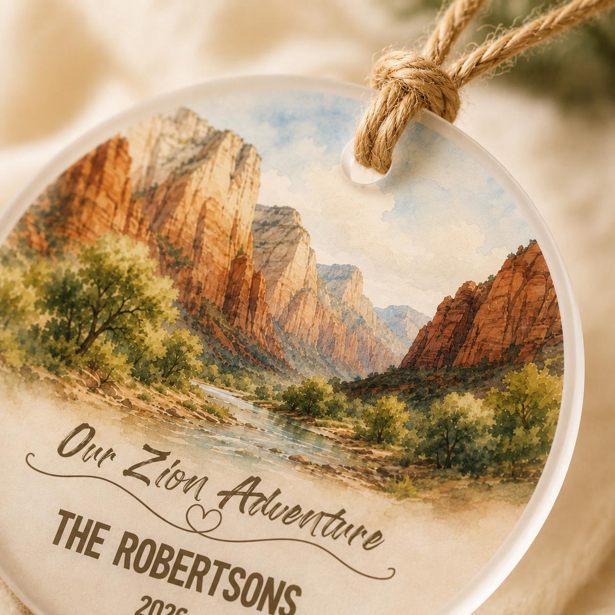 Zion National Park Ornament, Personalized Christmas Ornament, National Park Gift, Hiking Gift, Custom Family Adventure Keepsake 2026