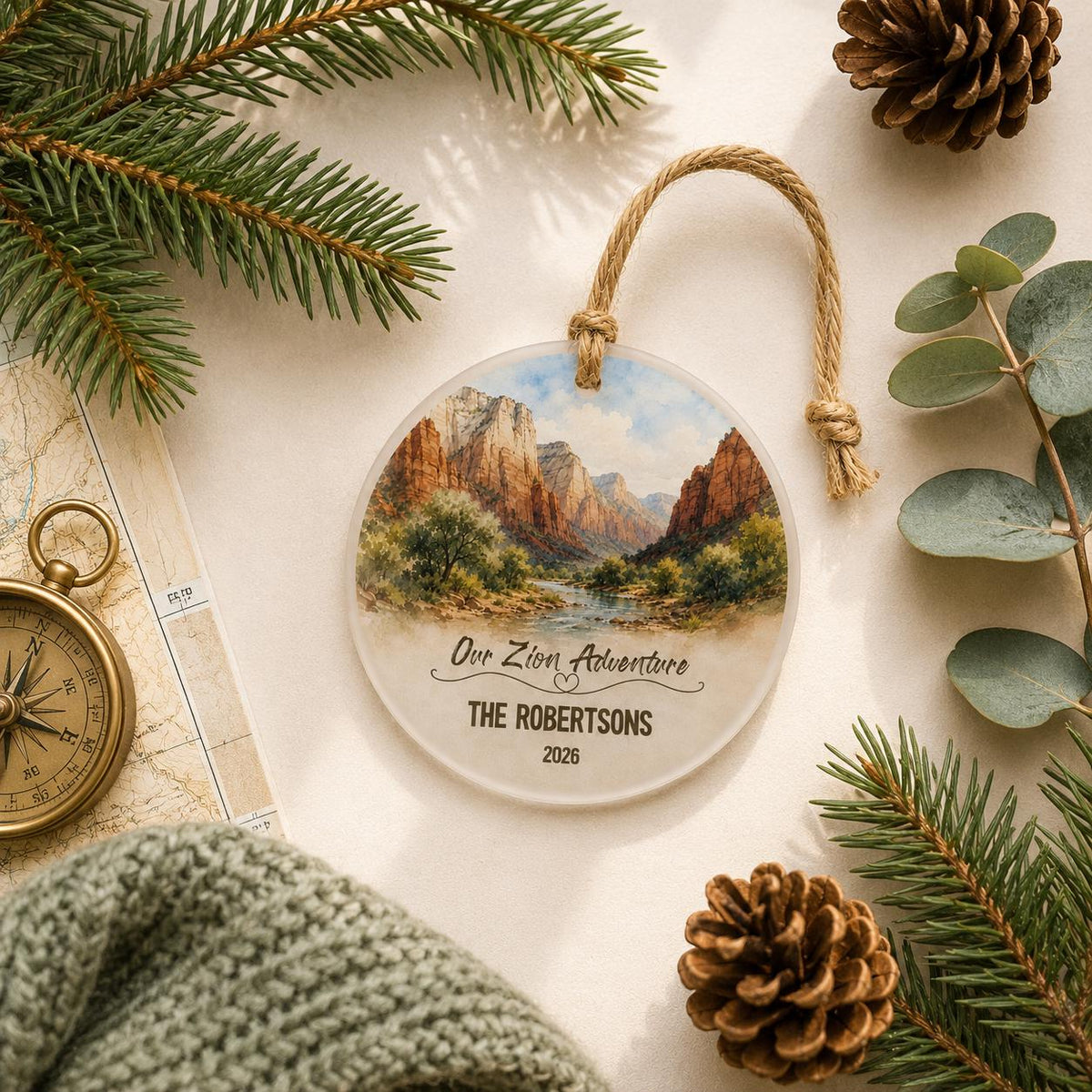 Zion National Park Ornament, Personalized Christmas Ornament, National Park Gift, Hiking Gift, Custom Family Adventure Keepsake 2026