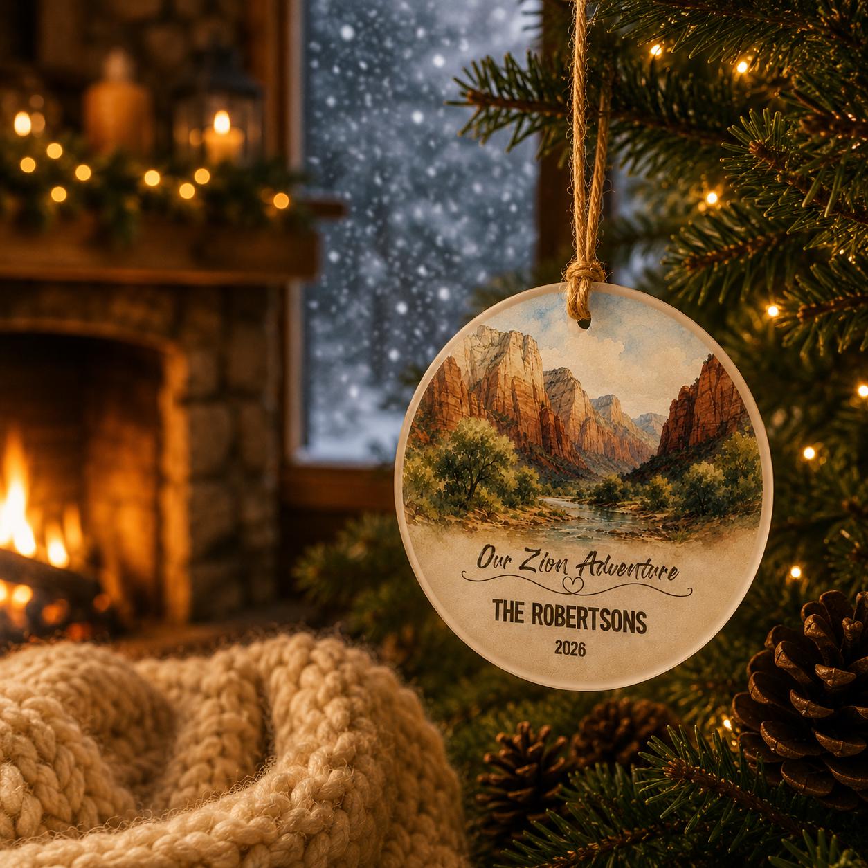 Zion National Park Ornament, Personalized Christmas Ornament, National Park Gift, Hiking Gift, Custom Family Adventure Keepsake 2026