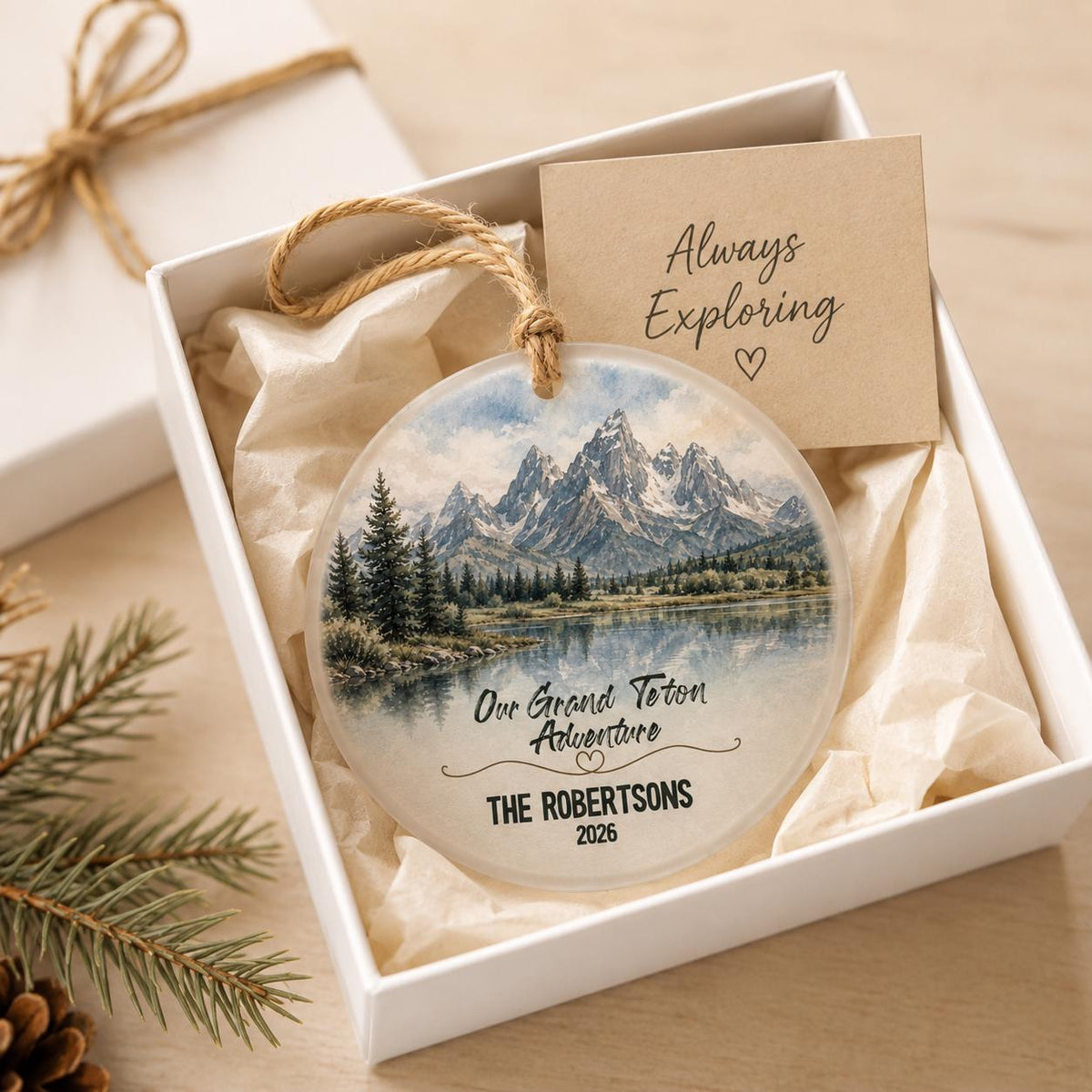 Grand Teton National Park Ornament, Personalized Christmas Ornament, National Park Gift, Hiking Gift, Custom Family Adventure Keepsake 2026