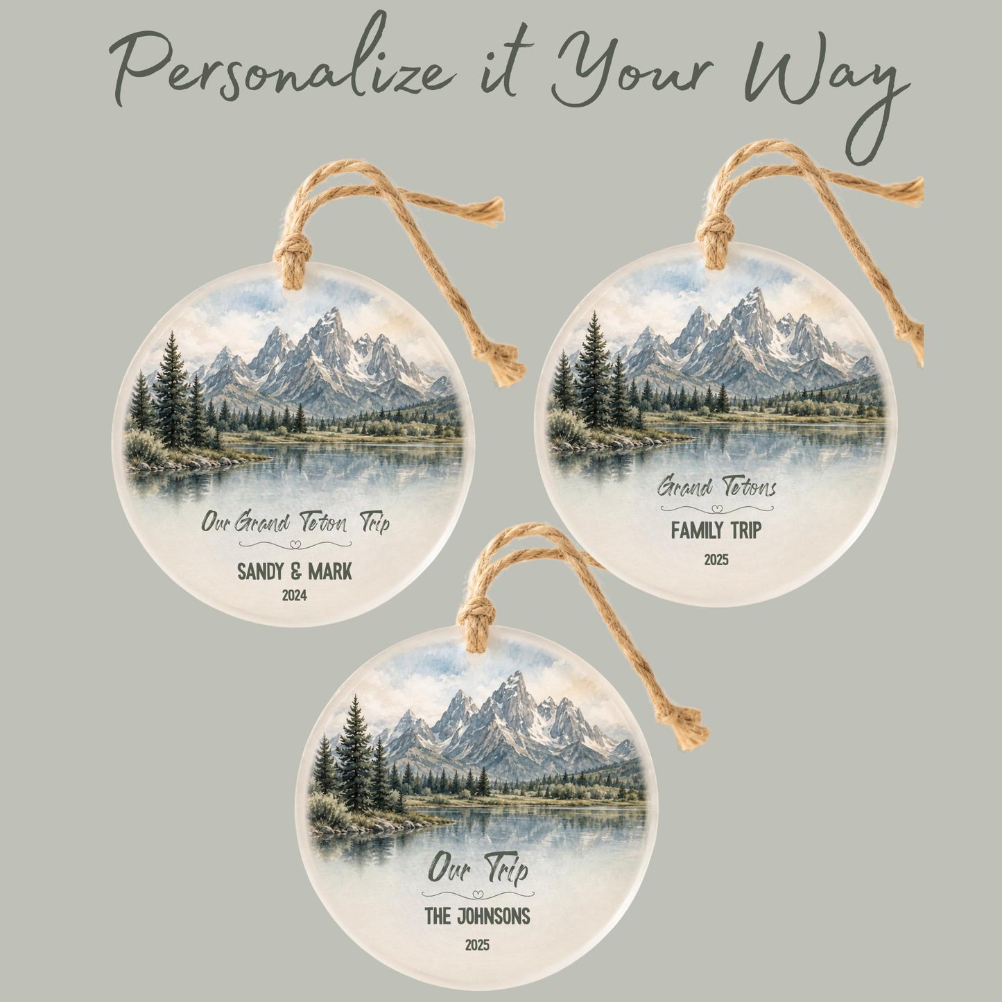 Grand Teton National Park Ornament, Personalized Christmas Ornament, National Park Gift, Hiking Gift, Custom Family Adventure Keepsake 2026