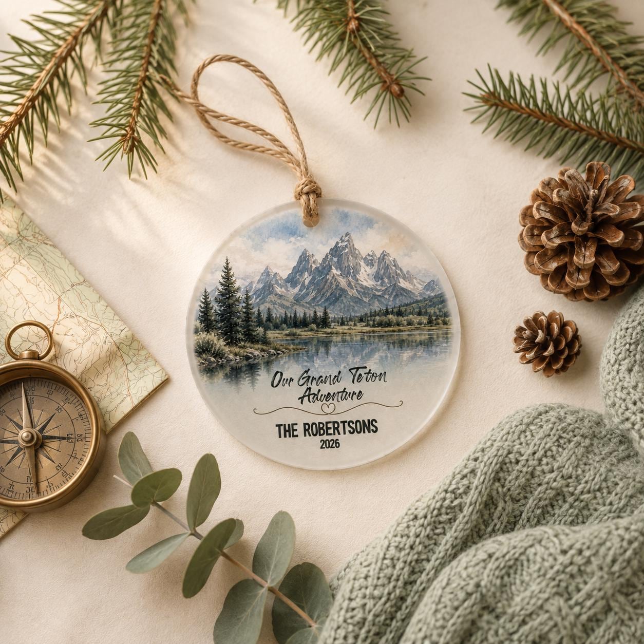 Grand Teton National Park Ornament, Personalized Christmas Ornament, National Park Gift, Hiking Gift, Custom Family Adventure Keepsake 2026