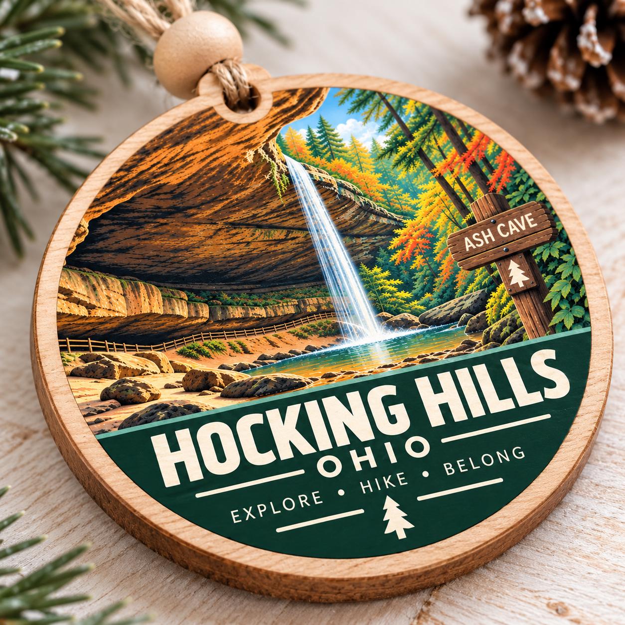 Hocking Hills Ohio Ornament | Ash Cave Wood Ornament | Hiker Gift | Waterfall Christmas Ornament | Ohio State Park Gift