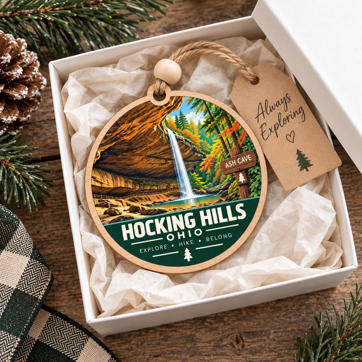 Hocking Hills Ohio Ornament | Ash Cave Wood Ornament | Hiker Gift | Waterfall Christmas Ornament | Ohio State Park Gift