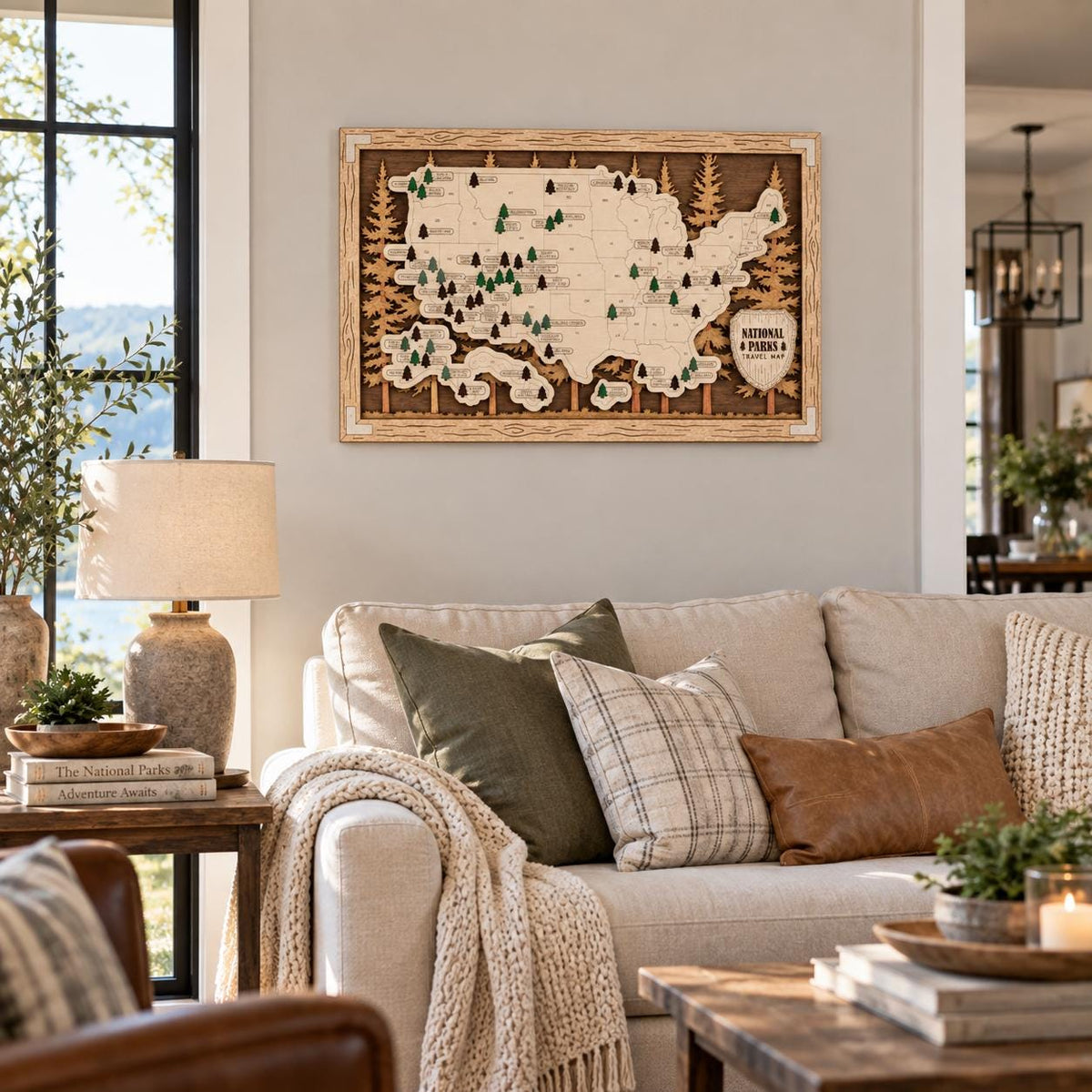 National Park Map Tracker, Visited Parks Wall Art, Travel Gift for Hikers, National Parks Checklist Adventure Map