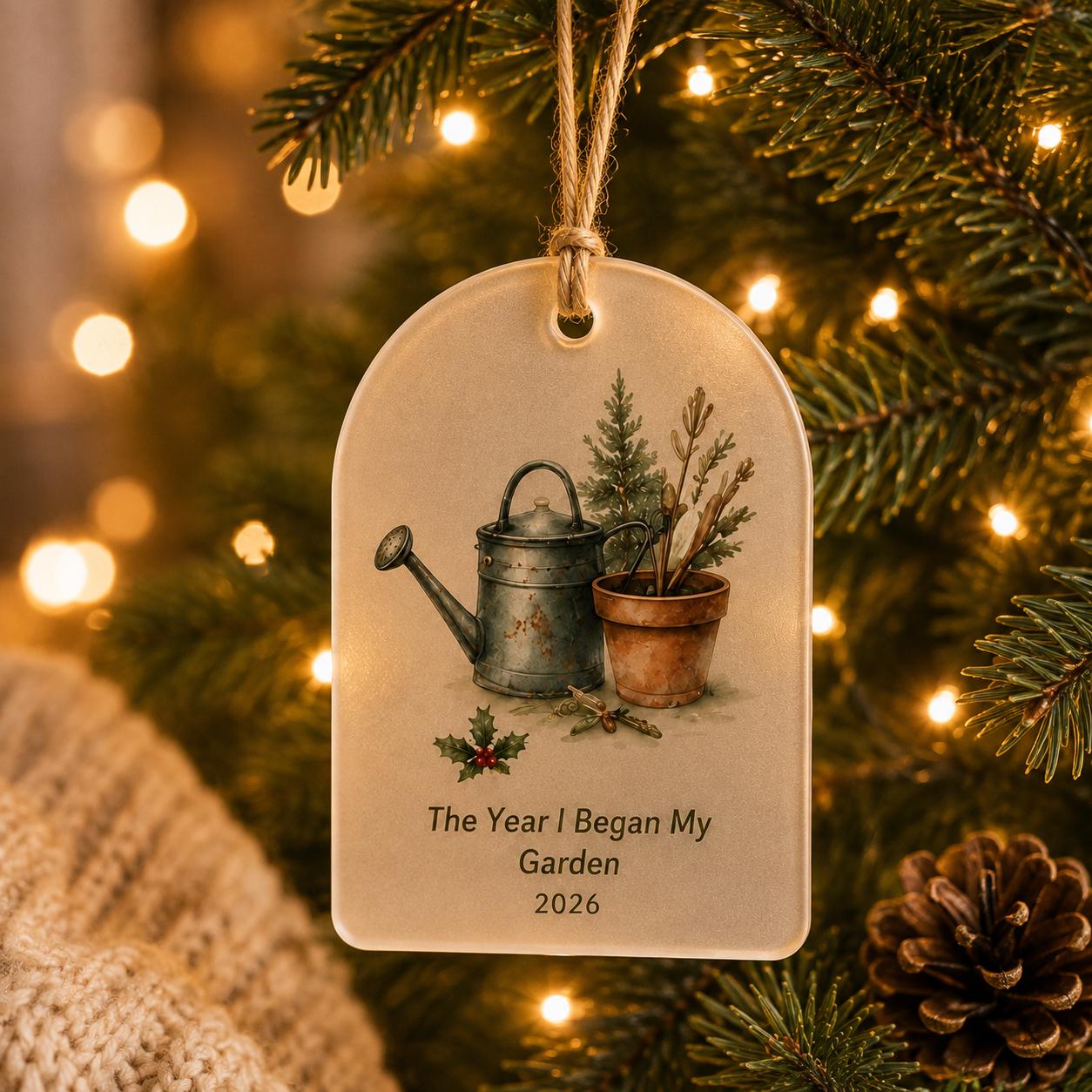 Personalized Gardening Ornament, Custom Garden Lover Gift, The Year We Watched It Grow, Hobby Milestone Christmas Ornament, Gardener Gift